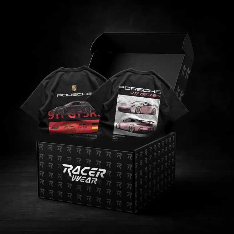 RACER WEAR box with two Porsche t-shirts